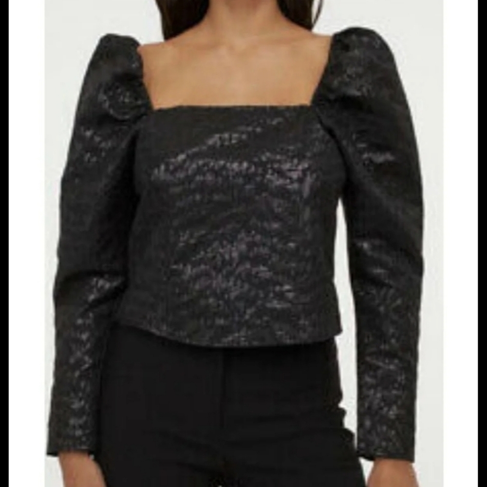 H&M black metallic top